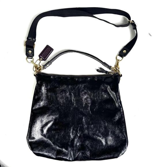 Coach Daisy Liquid Gloss Hobo Bag | Black Patent Leather Gold Hardware | Y2K EUC - Picture 4 of 16